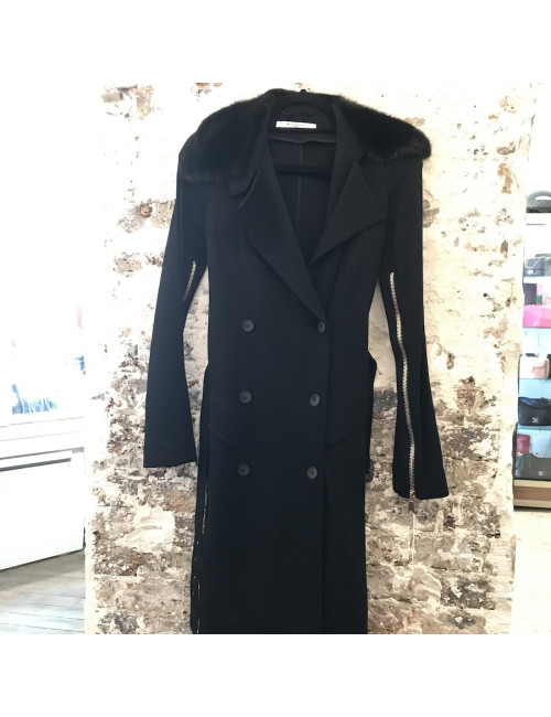 Trench GIVENCHY t XS noir avec col de vison