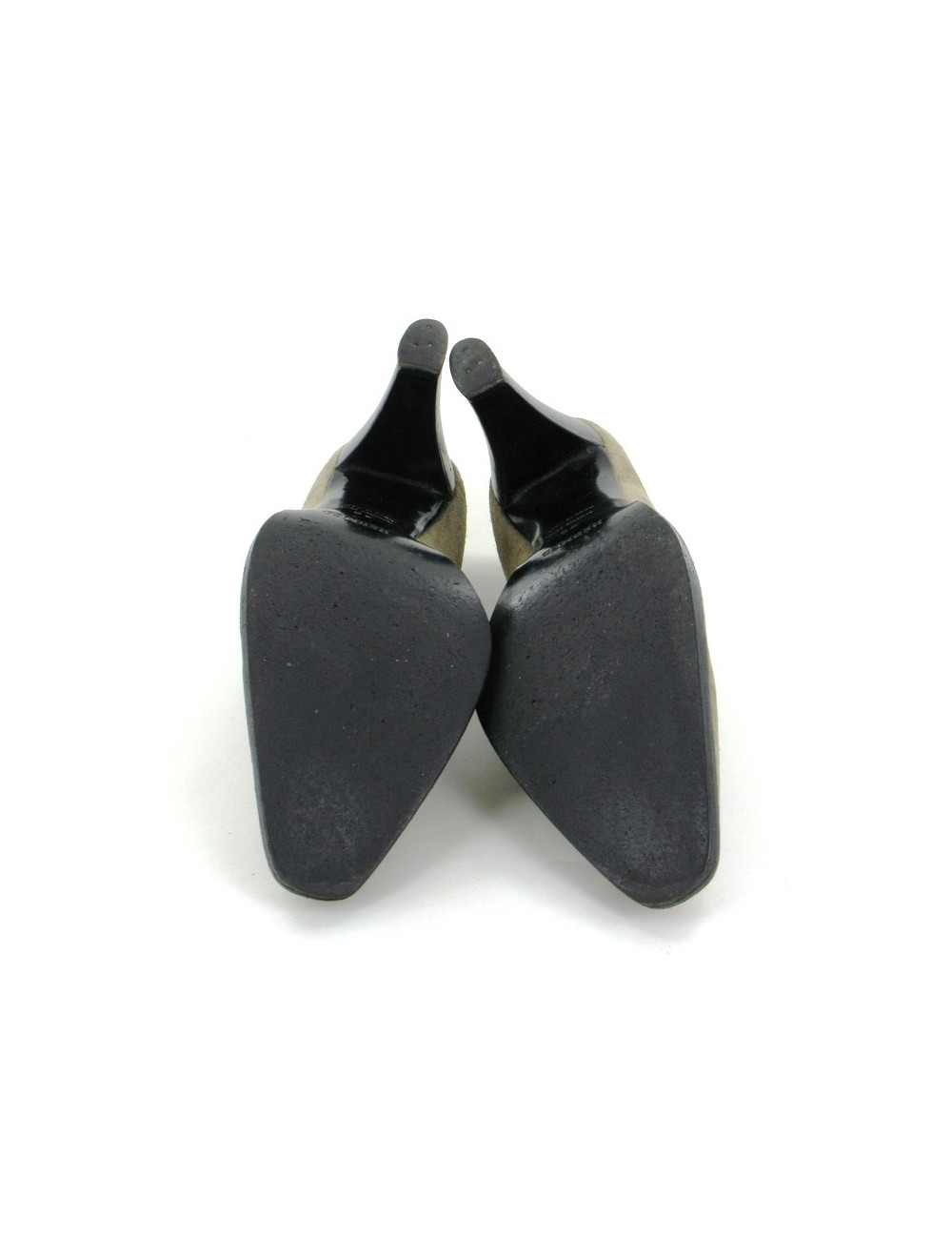 Escarpins HERMES en veau-velours kaki-gris T 36