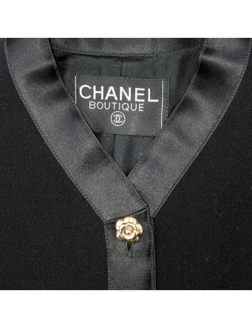Veste T   CHANEL noir avec ganses satin noir