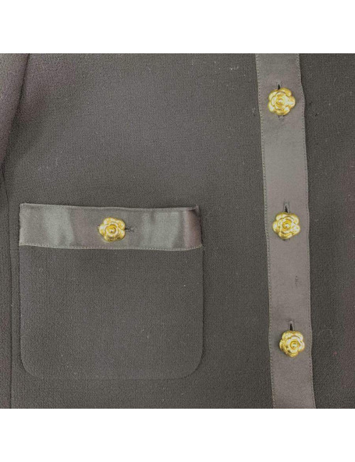 Veste T   CHANEL noir avec ganses satin noir