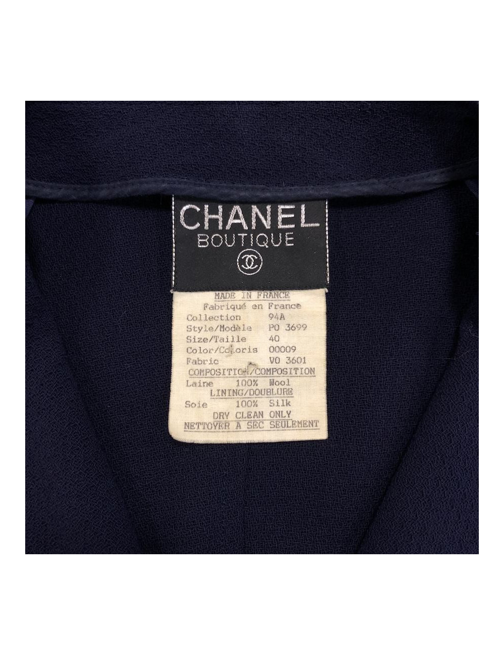 Robe Manteau T 40 CHANEL bleue