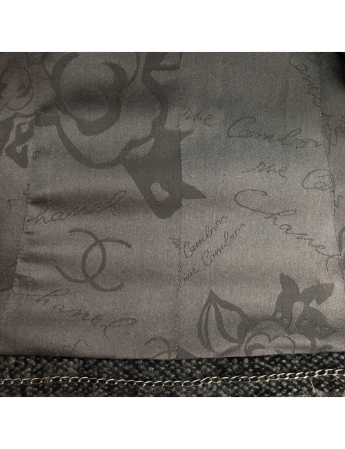 Veste T36 CHANEL en tweed gris foncé avec deux boutons  sur le devant