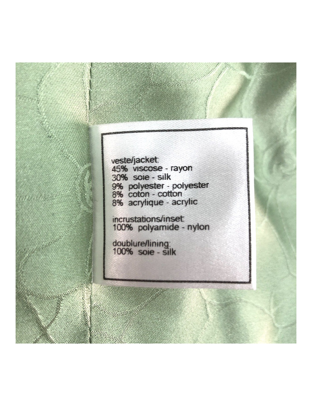 Veste T36 CHANEL en tweed vert, rose et marron