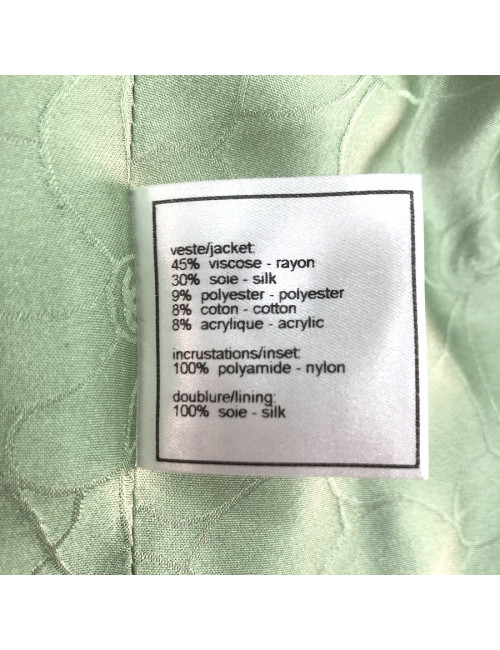 Veste T36 CHANEL en tweed vert, rose et marron