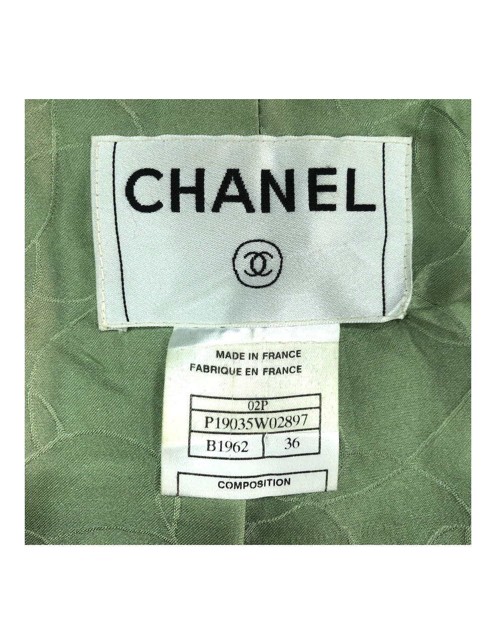 Veste T36 CHANEL en tweed vert, rose et marron