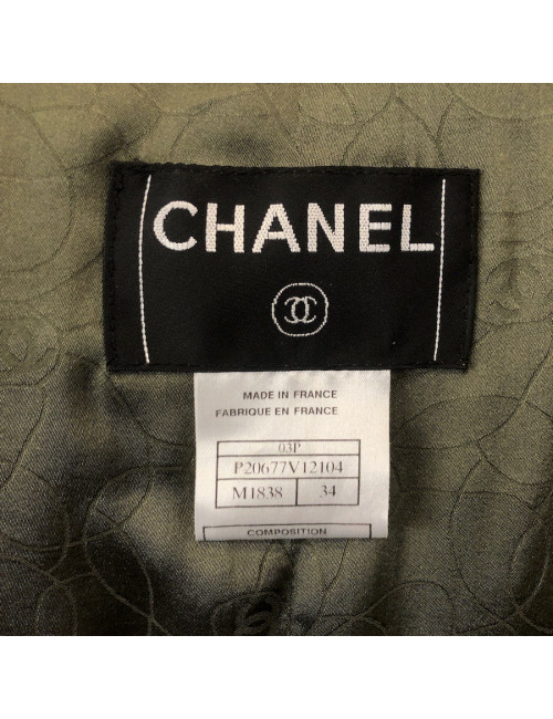 Veste t 34 CHANEL tweed vert