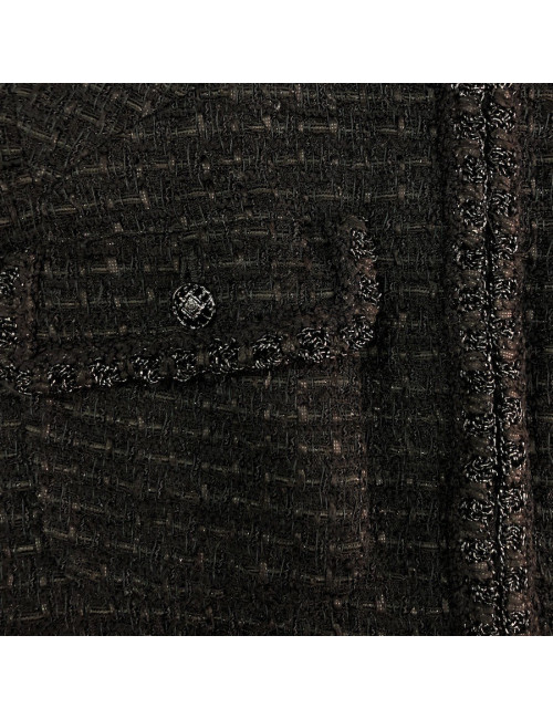 Veste tweed noir CHANEL T38 
