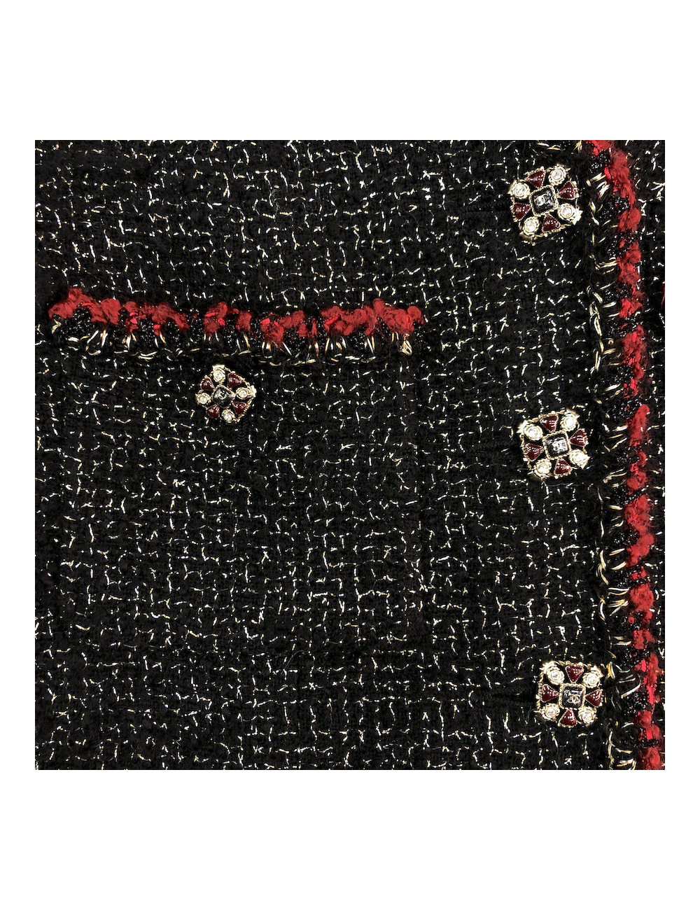 Veste 36 CHANEL tweed noir et fils dorés 