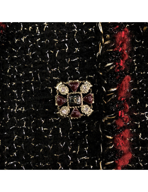 Veste 36 CHANEL tweed noir et fils dorés 