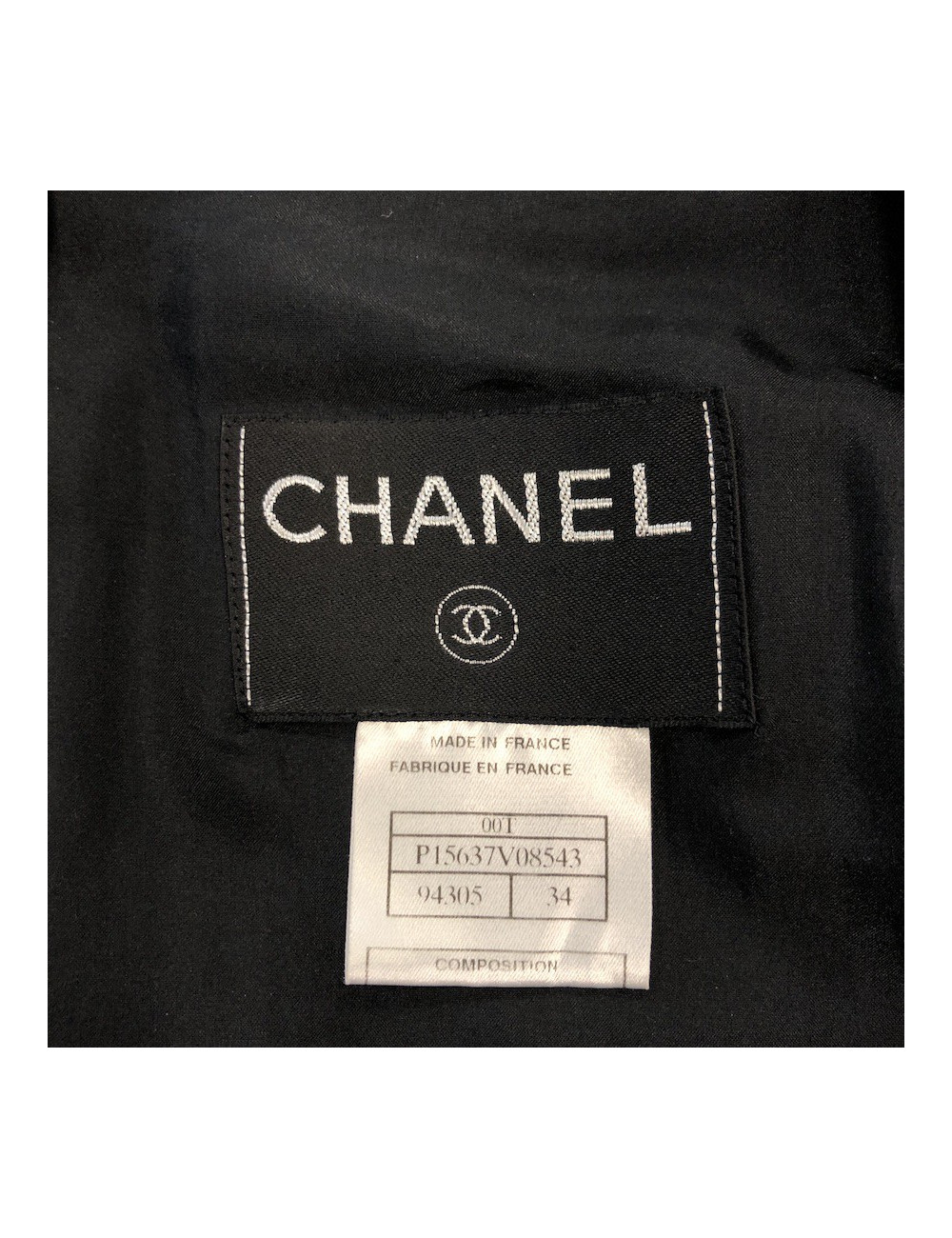 Veste T 34 CHANEL croisée laine noire