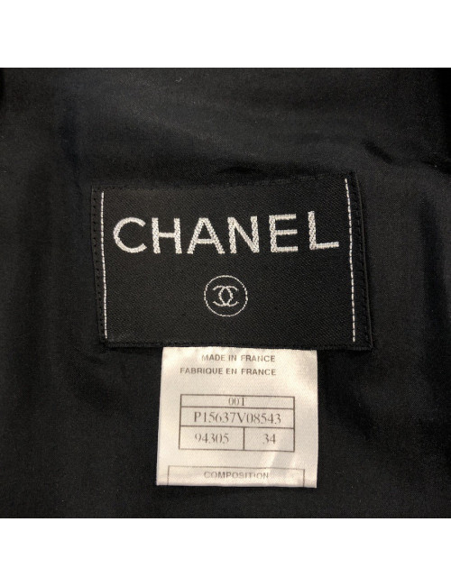 Veste T 34 CHANEL croisée  laine noire