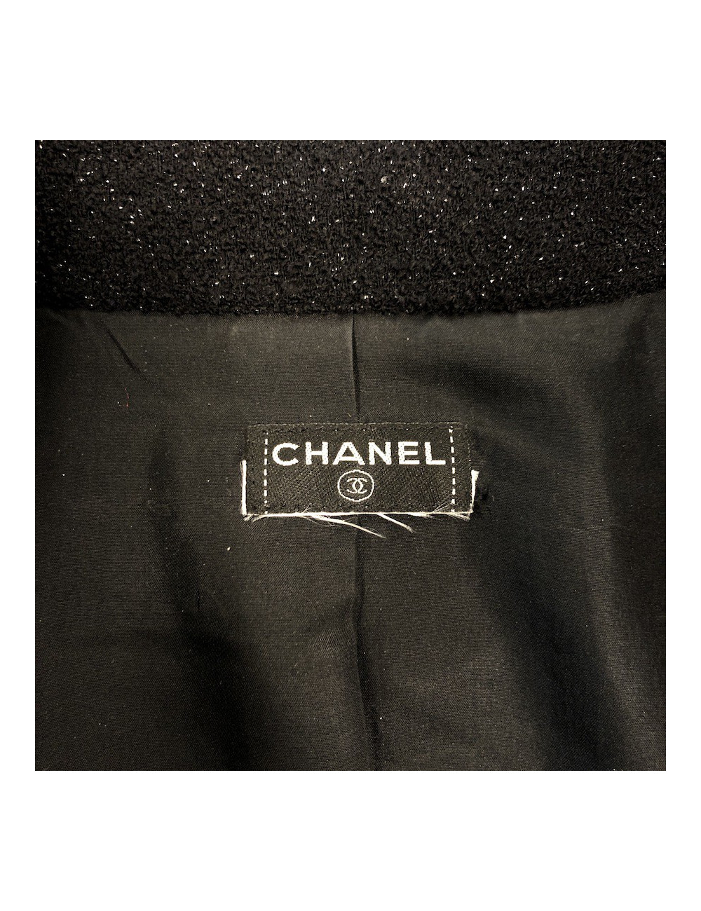 Veste CHANEL laine noire et paillettes