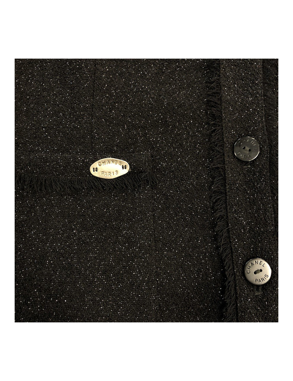 Veste CHANEL laine noir brillant