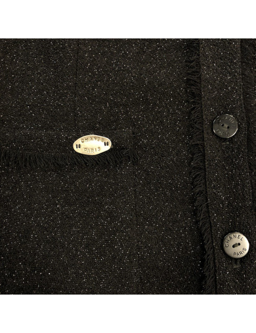 Veste CHANEL laine noire et paillettes