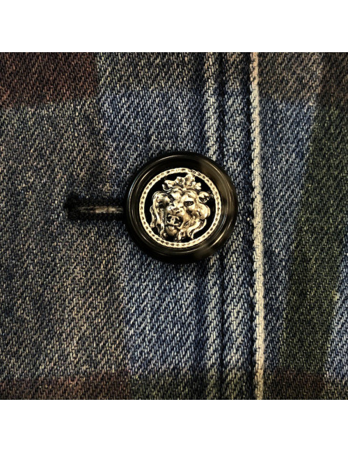 Veste T 36 CHANEL en toile denim à carreaux