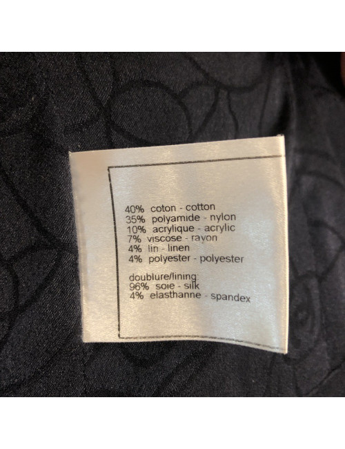 Veste Chanel T38 tweed noir et bleu