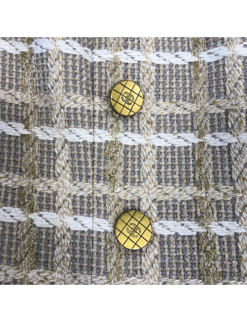 Veste T 36 CHANEL sans manches tweed beige