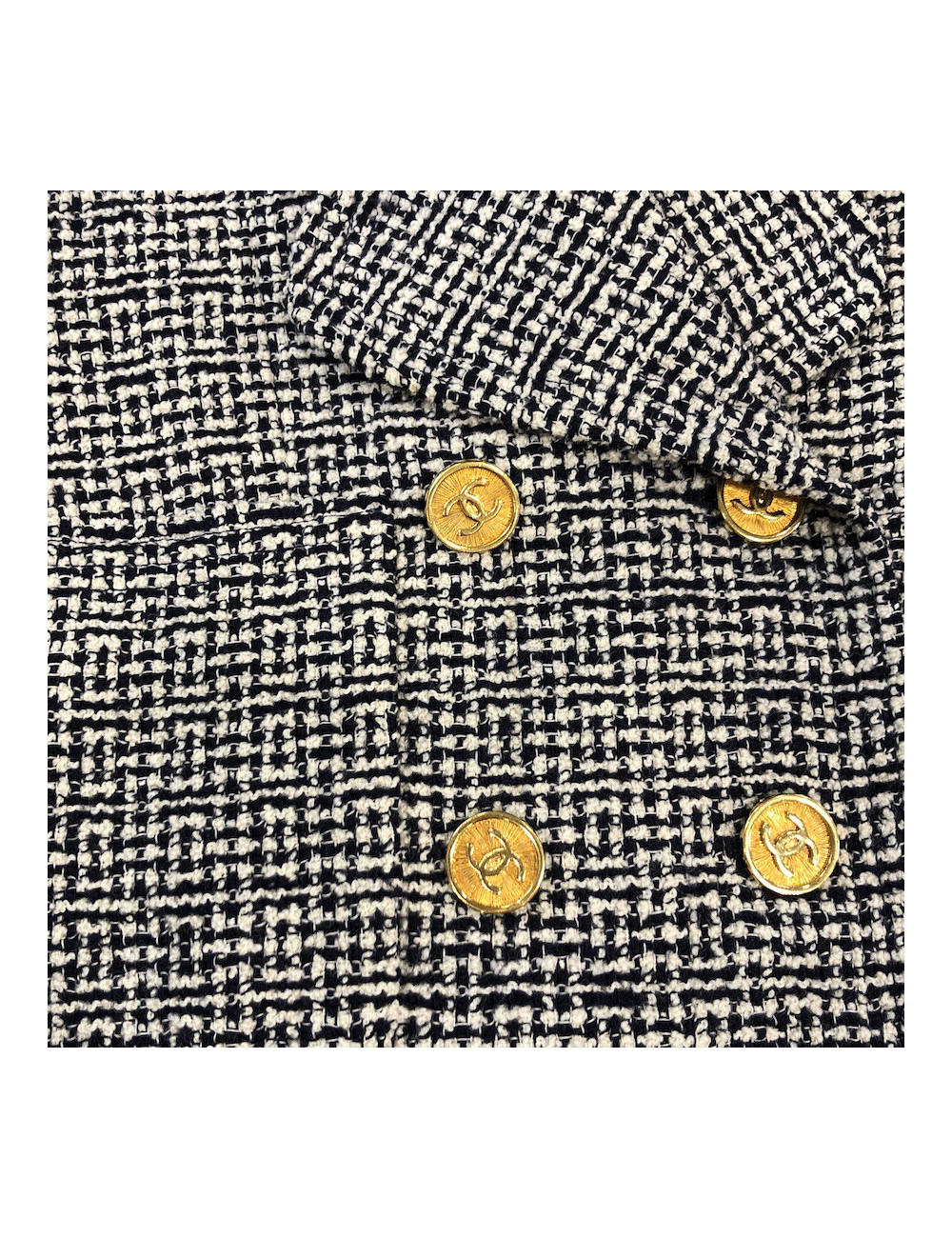 Veste Chanel tweed Blanc bleu T 42