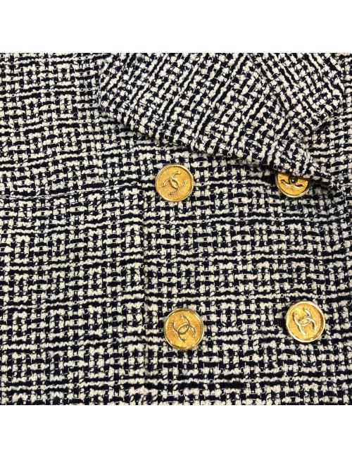 Veste Chanel tweed Blanc bleu T 42