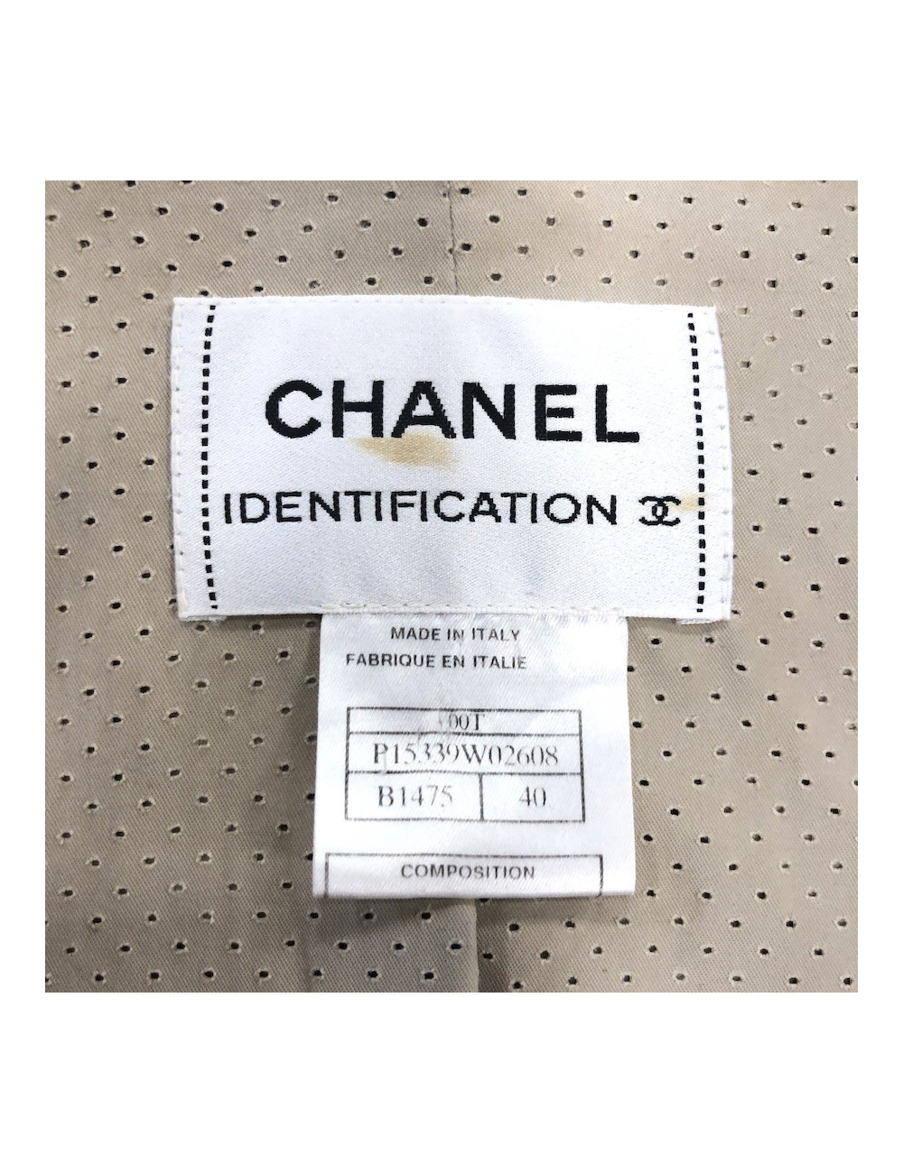 Veste T 40 CHANEL iDENTIFICATION toile beige