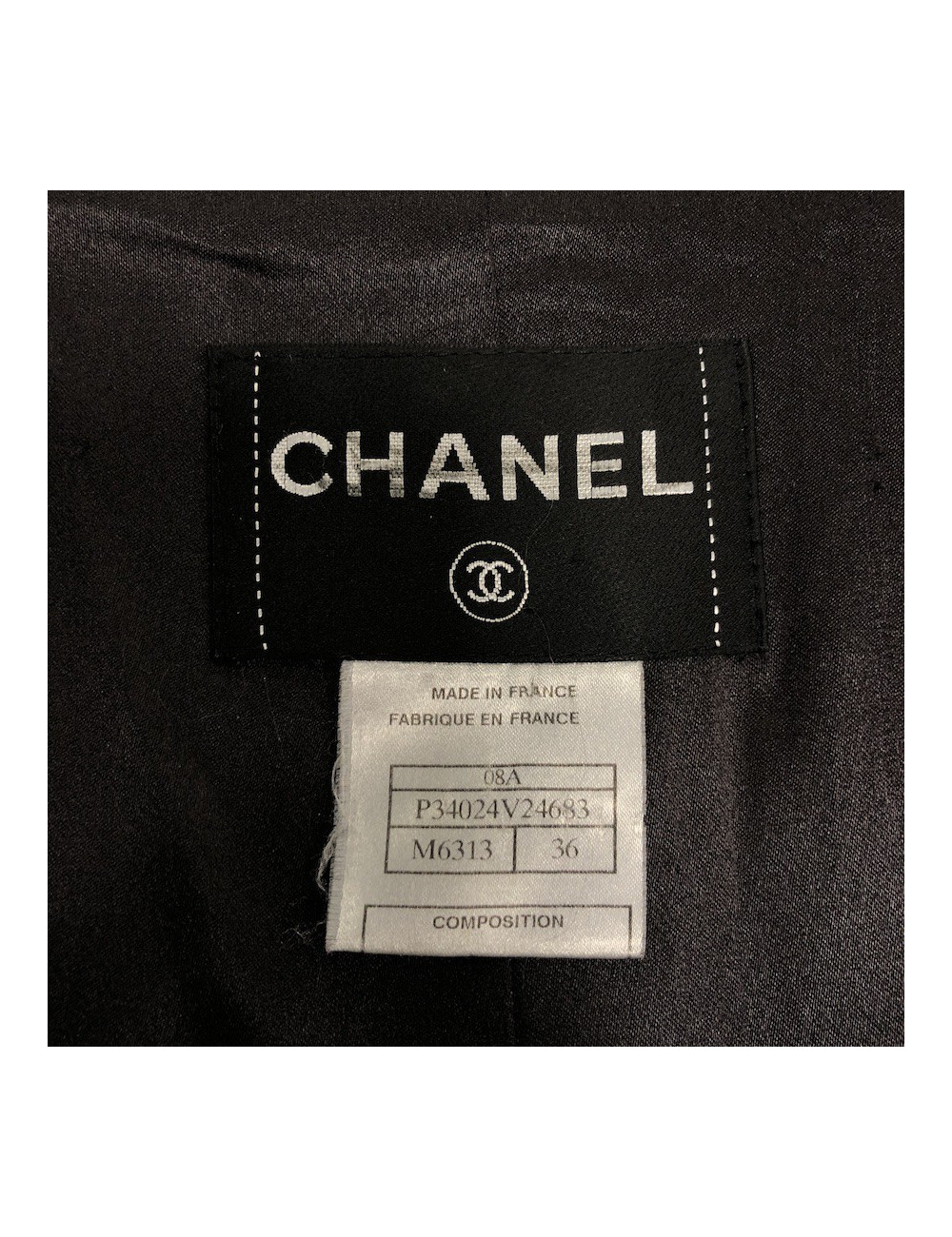 Manteau CHANEL T36 laine noire et grise