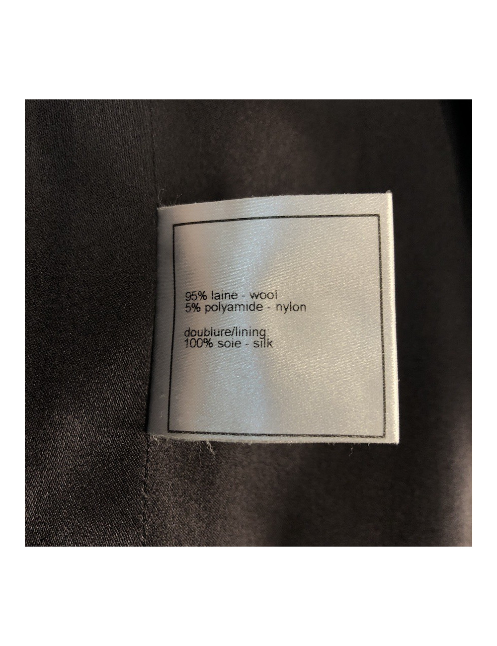 Manteau CHANEL T36 laine noire et fils d'argent