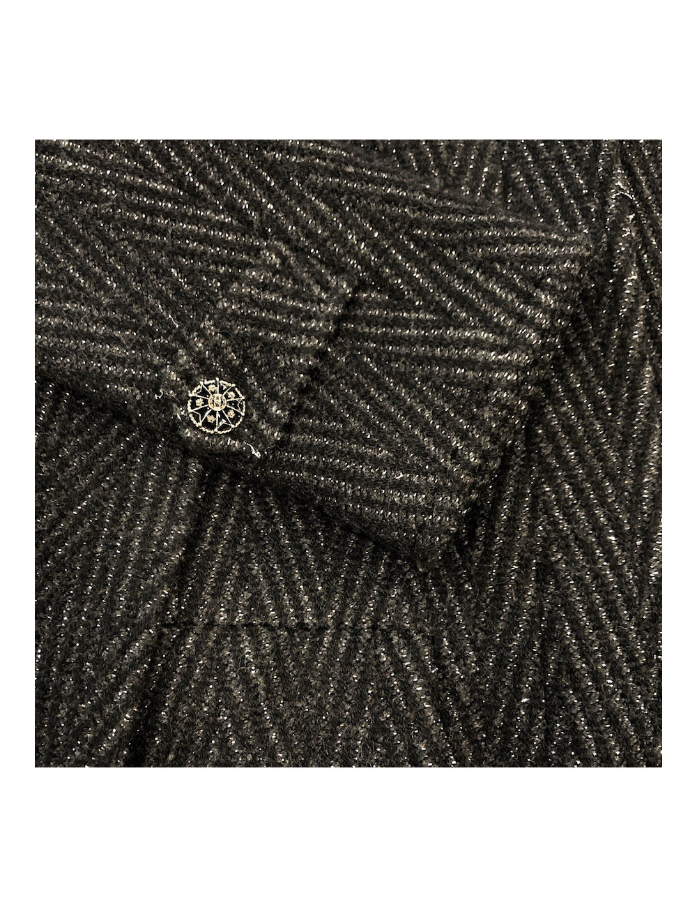 Manteau CHANEL T36 laine noire et fils d'argent