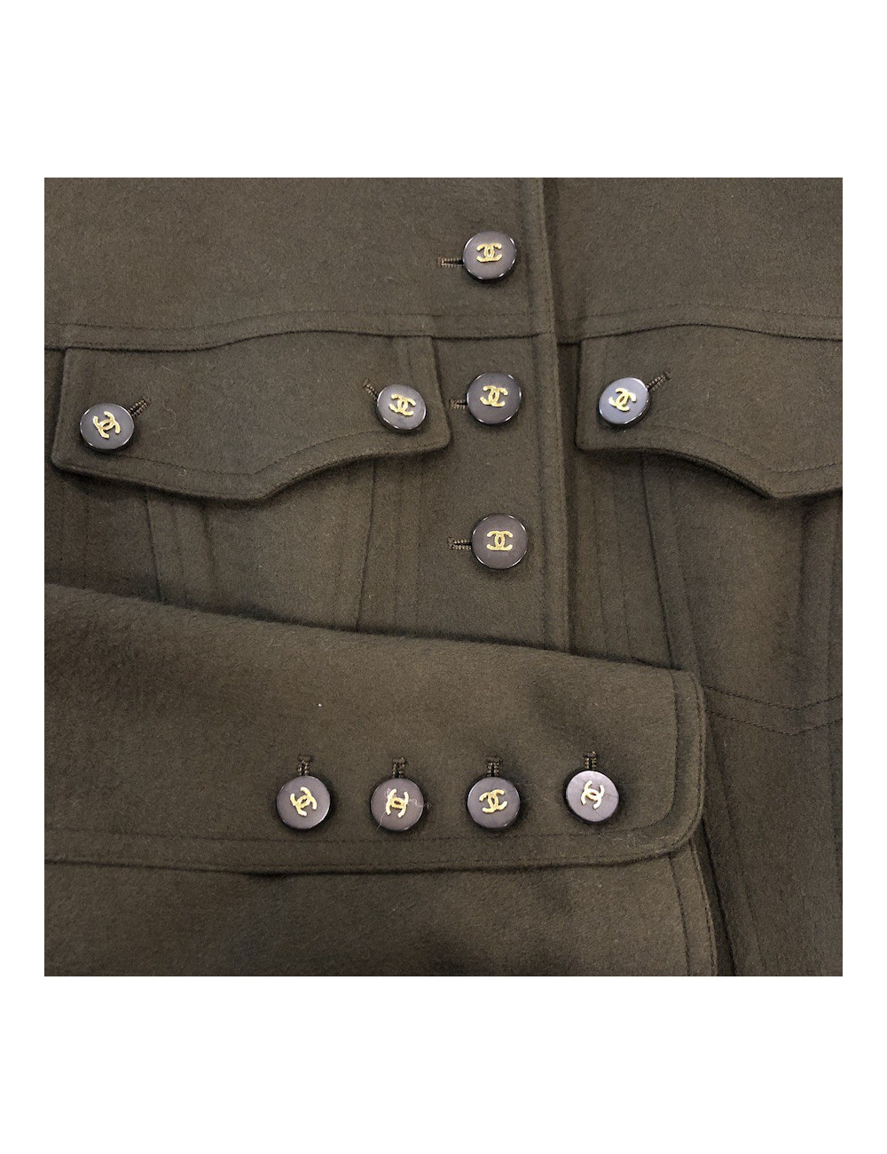 Veste longue Chanel T40 cachemire vert