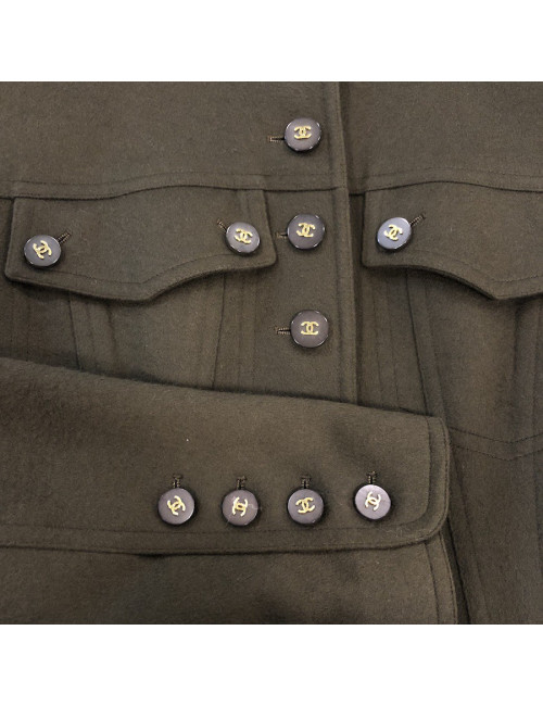 Veste longue Chanel T40 cachemire vert