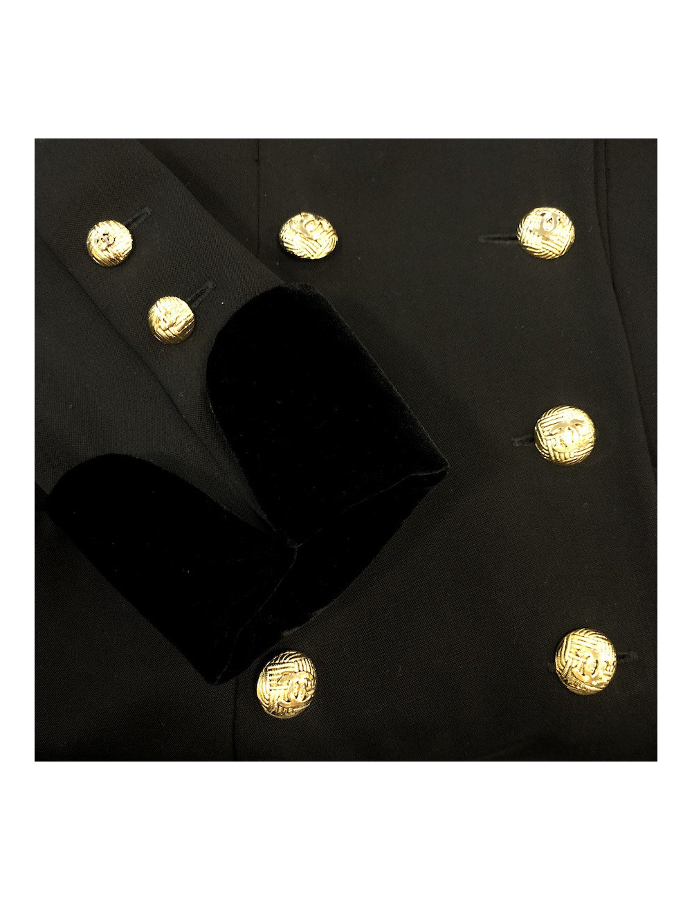 Veste longue croisée CHANEL noire