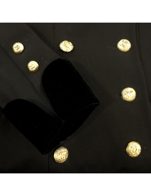 Veste longue croisée CHANEL noire