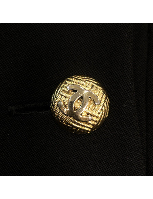 Veste longue croisée CHANEL noire