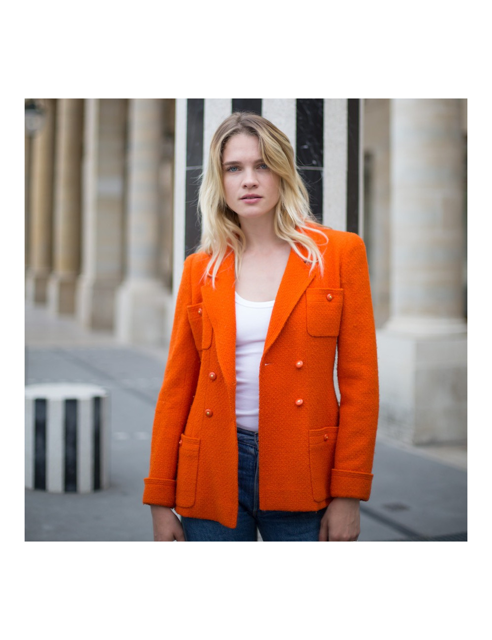  CHANEL Veste Vintage tweed corail 