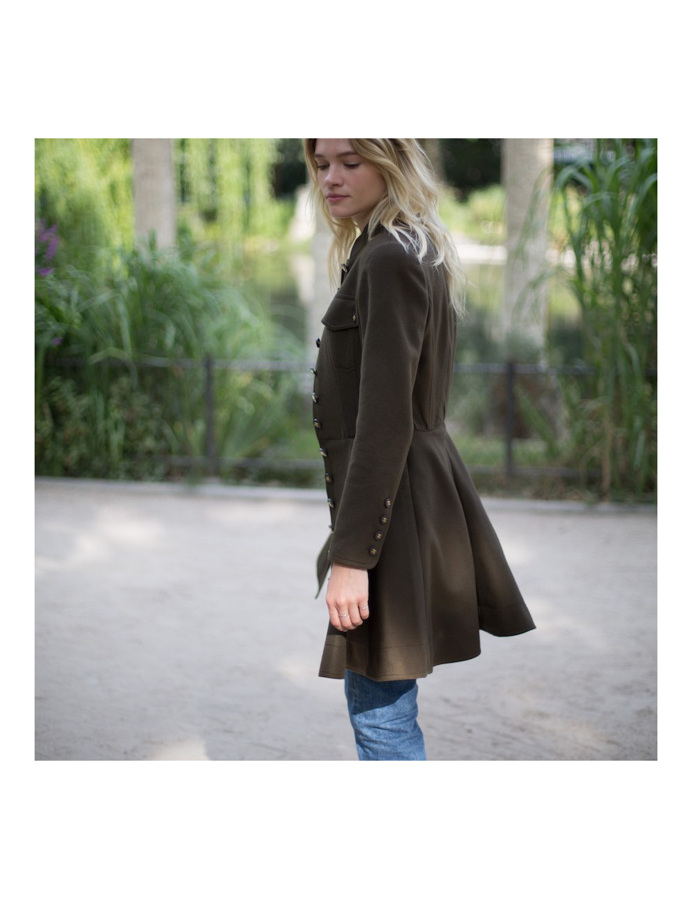 Veste longue Chanel T40 cachemire vert