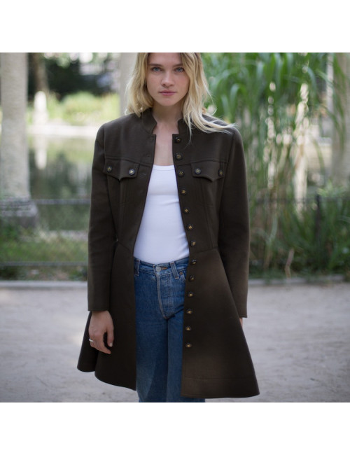 Veste longue Chanel T40 cachemire vert