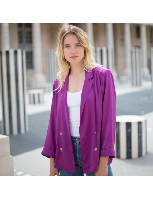 Veste T 38 CHANEL en soie violet