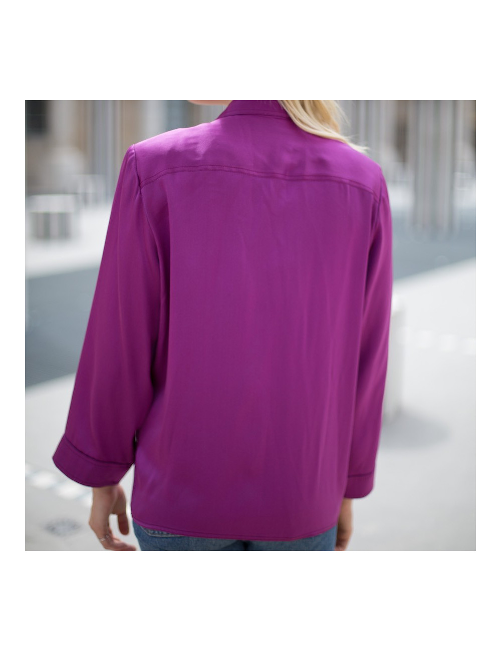 Veste T 38 CHANEL en soie violet
