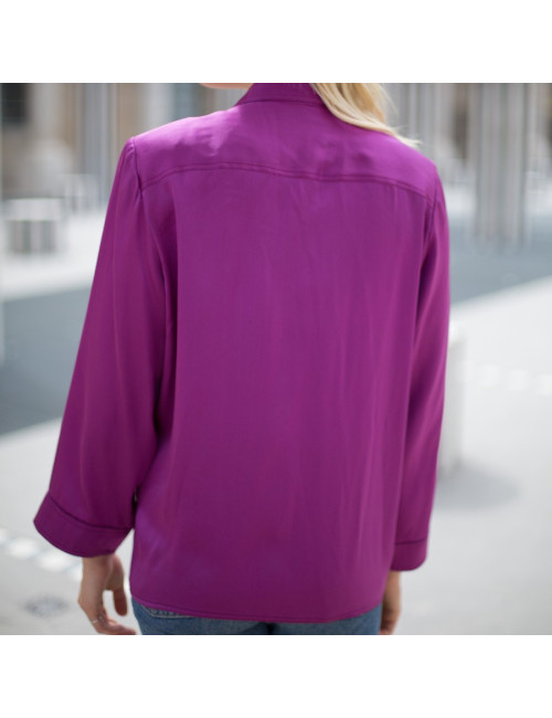 Veste T 38 CHANEL en soie violet