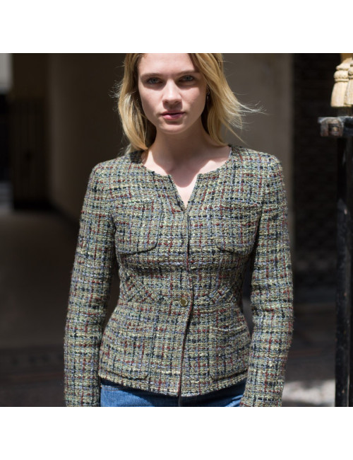 Chanel green tweed jacket, size 34FR