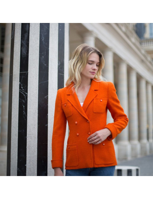  CHANEL Veste Vintage tweed corail 
