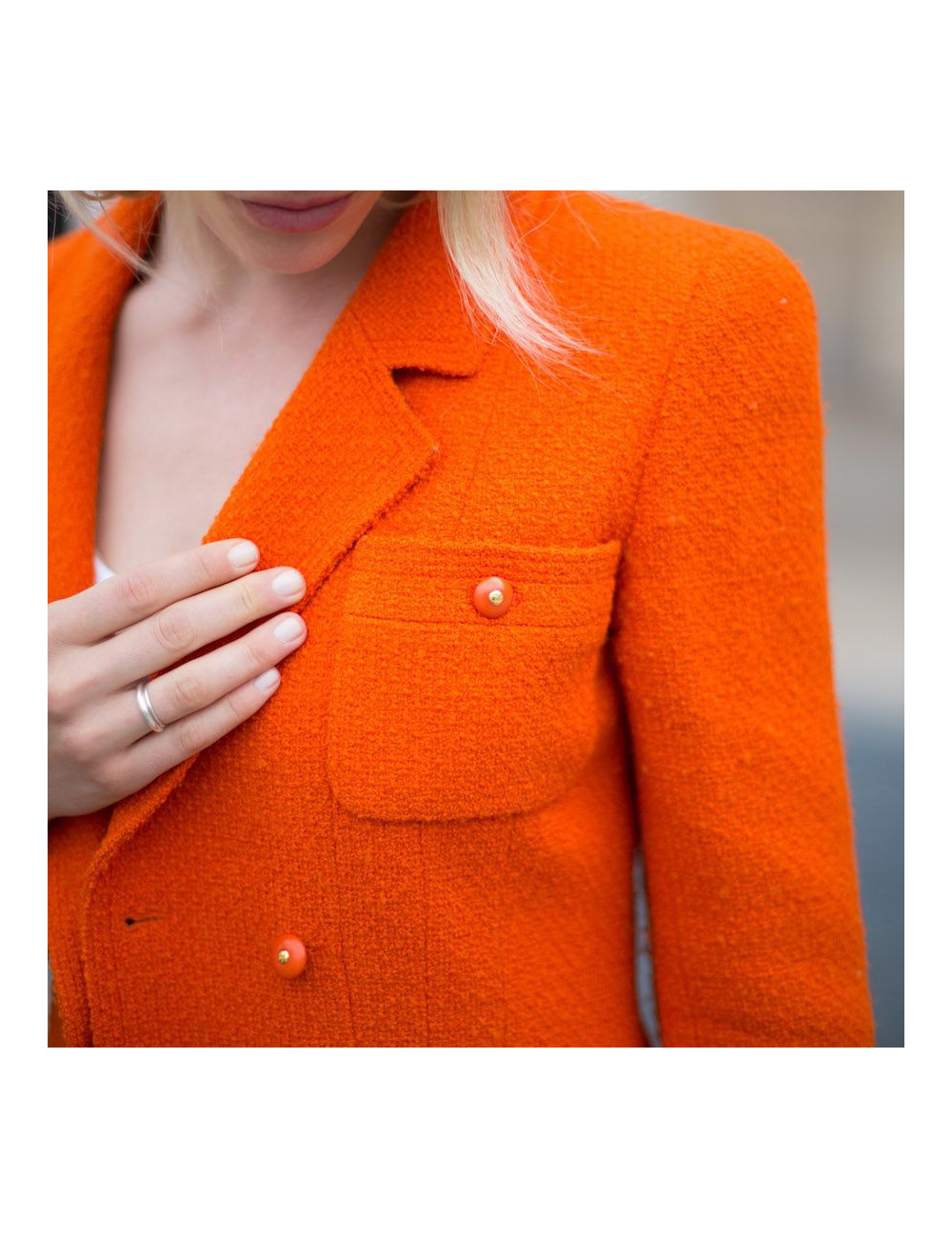  CHANEL Veste Vintage tweed corail 