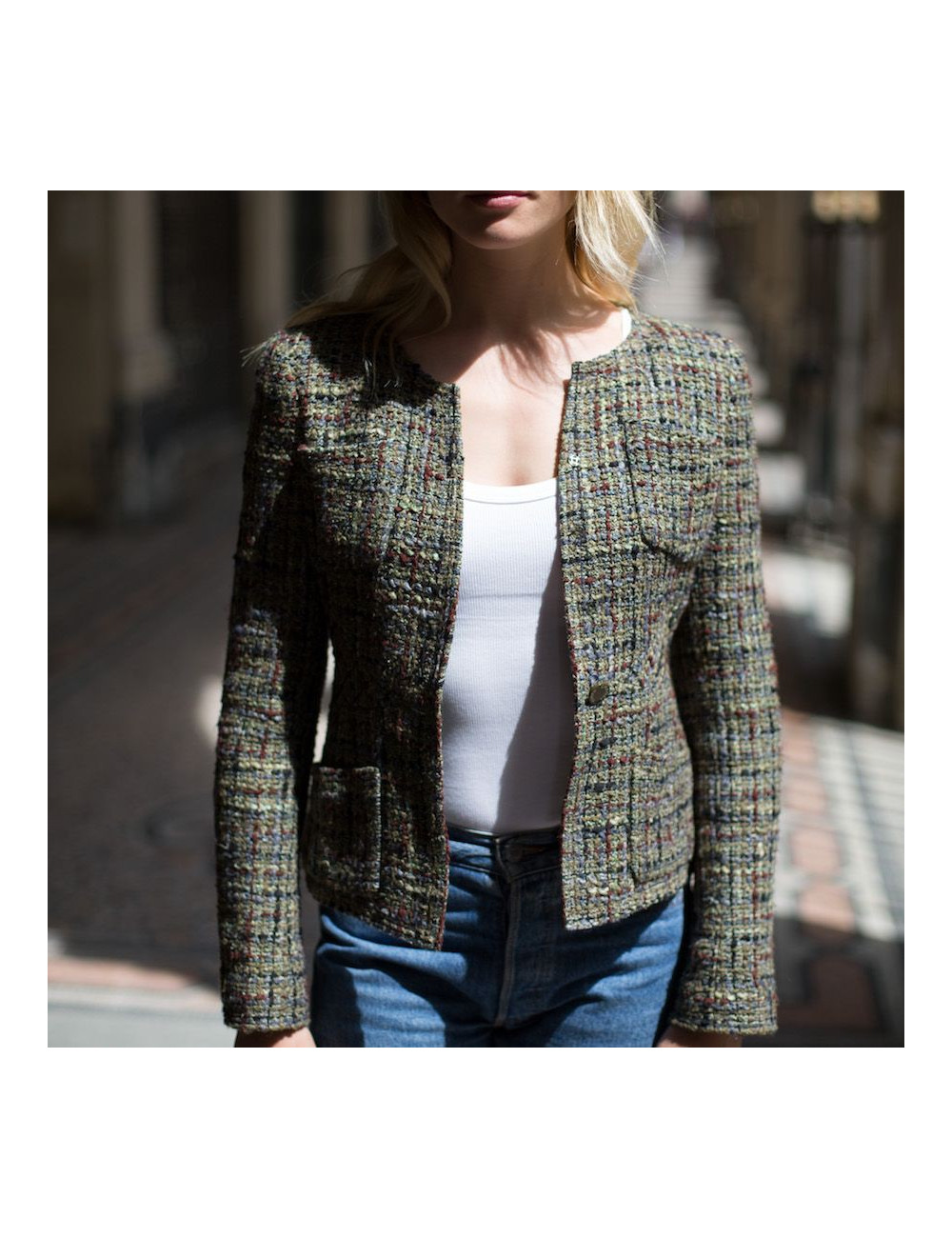 Veste CHANEL Printemps 2003 tweed vert 
