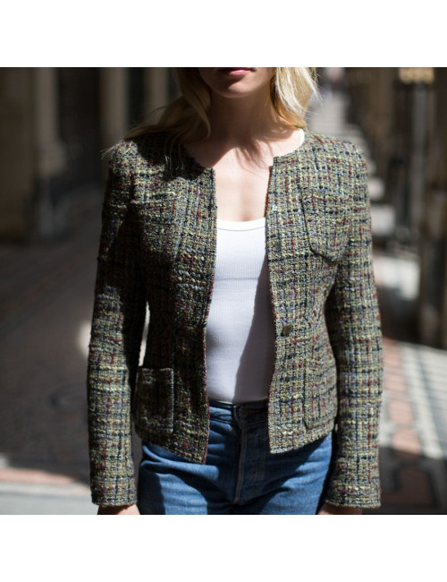 Chanel green tweed jacket, size 34FR
