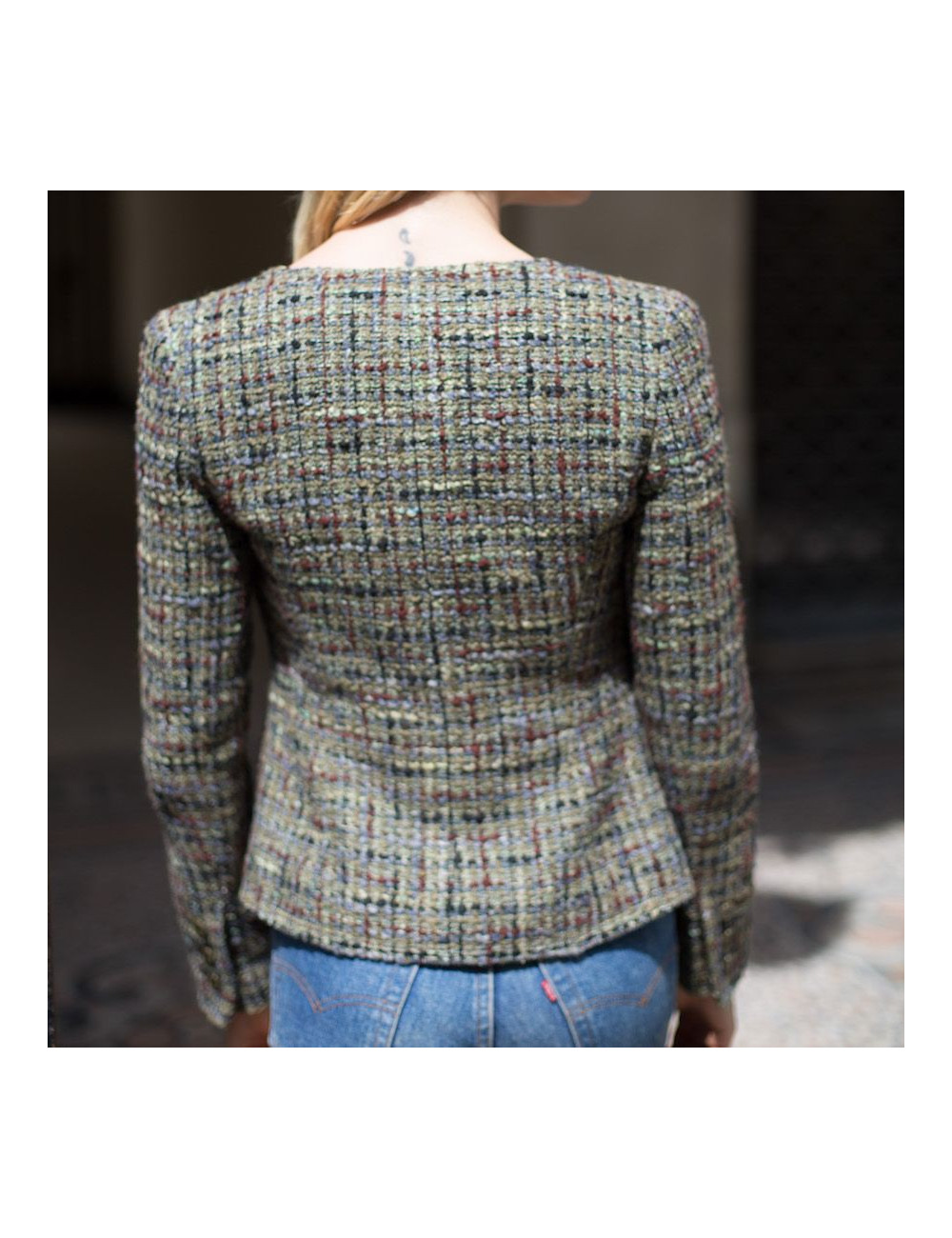 Veste CHANEL Printemps 2003 tweed vert 