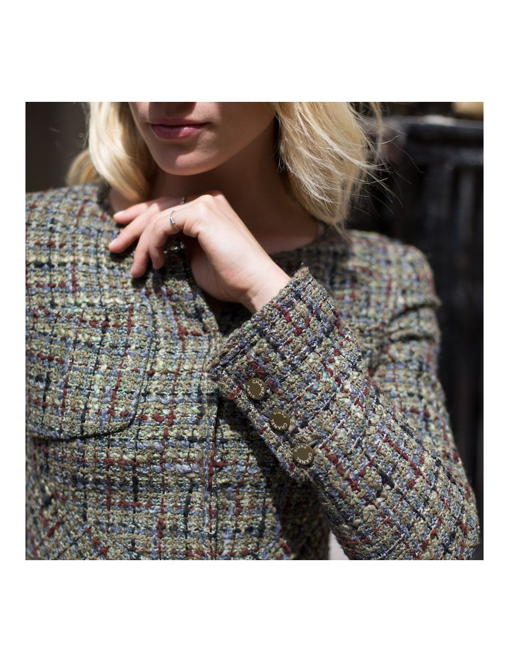 Veste CHANEL Printemps 2003 tweed vert 