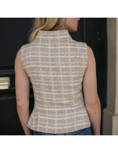 Veste T 36 CHANEL sans manches tweed beige