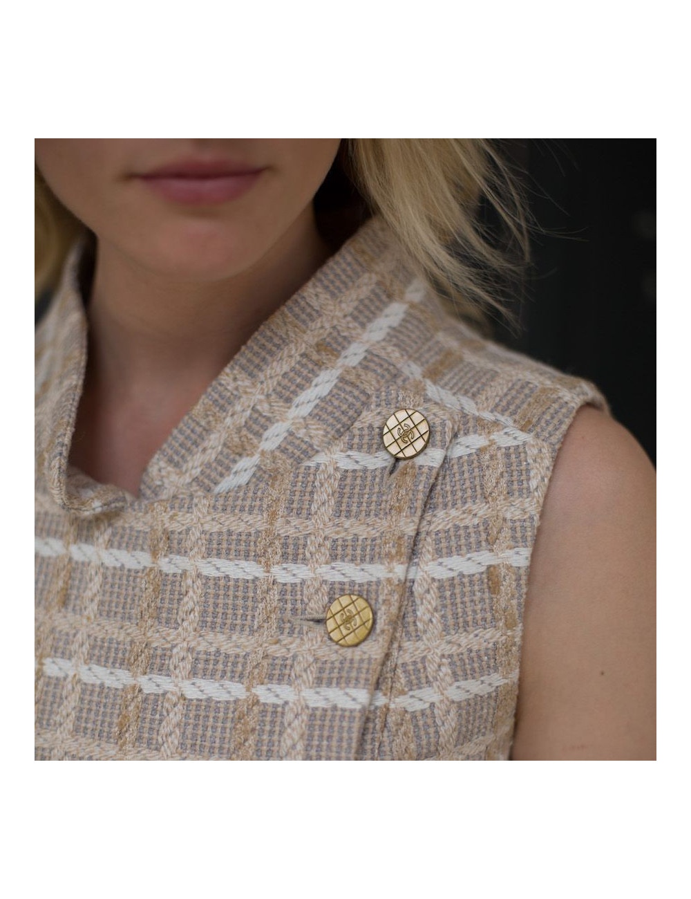 Veste T 36 CHANEL sans manches tweed beige