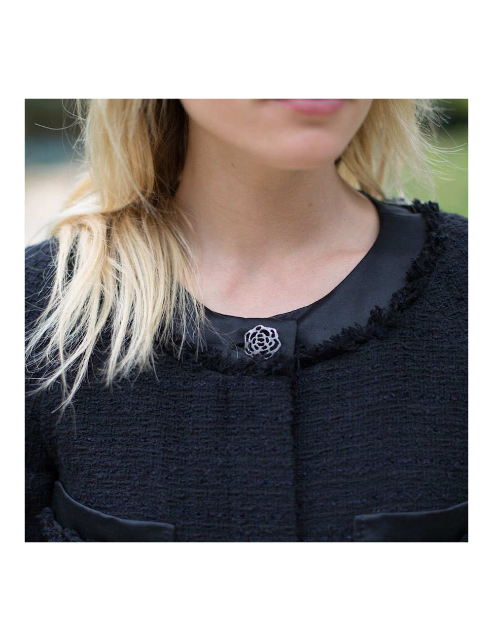 Veste Chanel noire T38 col rond