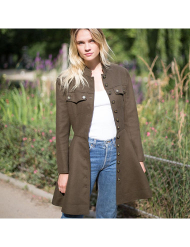 Veste longue Chanel T40 cachemire vert