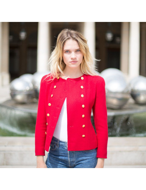 Veste rouge CHANEL boutons dorés